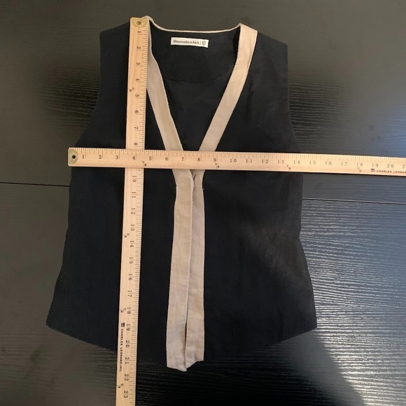 Abercrombie & Fitch Linen Blend Vest Black/Tan Minimalist Chic Women's XXS - Picture 9 of 9